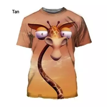 Повседневная мужская футболка с 3D-принтом и рисунком жирафов для мужчин с коротким рукавом и милым рисунком животных S