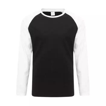 Повседневная мужская футболка с длинным рукавом, весна-осень-зима, футболка со вставкой, мужские топы в европейском и американском стиле S чёрный