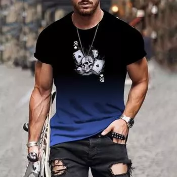 Повседневная мужская футболка с градиентом 3D, модный принт, модная уличная одежда в стиле Харадзюку, большой размер, круглый вырез, удобный топ M