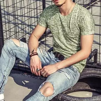 Повседневная мужская футболка, удобная и модная уличная футболка большого размера с короткими рукавами.