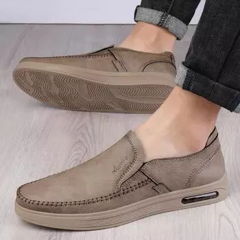 Повседневная мужская кожаная обувь Классический джентльменский стиль Качественная обувь Для офиса и вождения Отдых на природе Прогулки Удобная Офисная обувь 38 чёрный