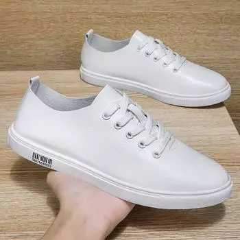 Повседневная мужская кожаная обувь, сверхлегкие кроссовки с мягкой подошвой, горячая распродажа, обувь для вождения, удобная мужская обувь для отдыха на открытом воздухе и прогулок 38 белый