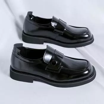 Повседневная мужская кожаная официальная обувь, новое поступление, мужские мокасины, дышащие туфли для вождения без застежек, прогулочные туфли на толстой подошве 38 чёрный