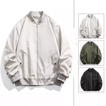 Повседневная мужская куртка, американская однотонная мужская куртка, весна-осень, новая свободная модная бейсбольная куртка для пары S