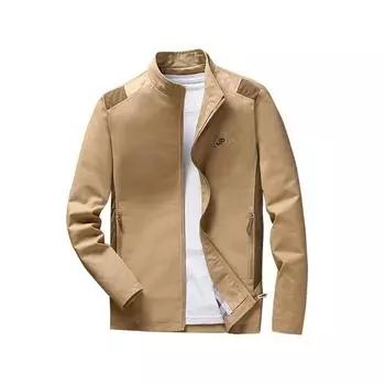 Повседневная мужская куртка из хлопка для весны и осени, тонкая деловая куртка для мужчин среднего и молодого возраста с воротником-стойкой, мужское пальто M хаки