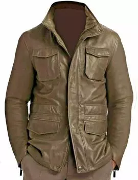 Повседневная мужская куртка ручной работы из натуральной овчины коричневого цвета для байкера и мотоциклиста S