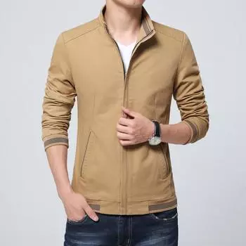 Повседневная мужская куртка, верхняя одежда, красивая, среднего возраста, из чистого хлопка, воротник-стойка для мужчин M
