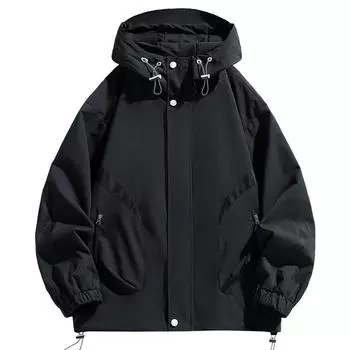 Повседневная мужская куртка весна-осень, мужская фиолетовая с капюшоном, свободная, инструментальная M