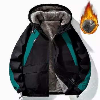 Повседневная мужская куртка зимняя флисовая куртка с капюшоном мужская утепленная теплая куртка для походов в горы M
