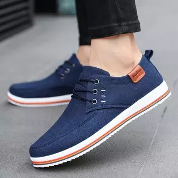 Повседневная мужская льняная обувь, модные кроссовки на вулканизированной плоской подошве на шнуровке, качественная мужская обувь с резиновой подошвой, большие размеры 39-47e44 39 синий