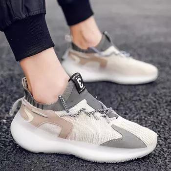Повседневная мужская модная обувь с высокой эластичной сеткой, дышащая обувь из кокоса, кроссовки 39-47 39 чёрный