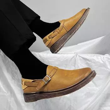 Повседневная мужская обувь из натуральной кожи Классический британский стиль Отдых на природе Бизнес вечеринка Повседневное офисное качество Лидер продаж 38 чёрный