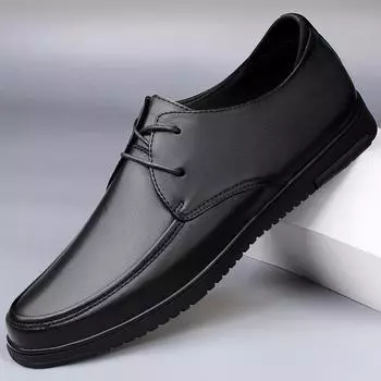 Повседневная мужская обувь из натуральной кожи, классическая мужская обувь, свадебная обувь, универсальные деловые мужские туфли-оксфорды, мужские туфли на шнуровке 38 чёрный