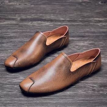 Повседневная мужская обувь из натуральной кожи, мужские мокасины без застежек, мокасины ручной работы, элегантная мужская обувь для вождения, обувь для отдыха и прогулок на лодке 37 чёрный