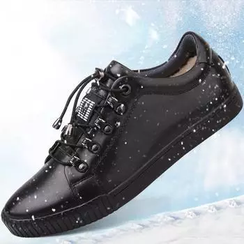 Повседневная мужская обувь из натуральной кожи, мужская обувь, модная мужская кожаная обувь на осень-зиму, теплая мужская обувь, высококачественные черные кроссовки 38
