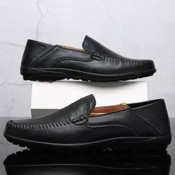 Повседневная мужская обувь из натуральной кожи, роскошные брендовые мужские мокасины, итальянские дышащие туфли-лодочки без застежек, размер 37-47 37