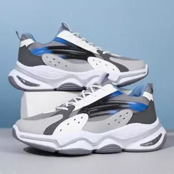 Повседневная мужская обувь кроссовки для бега баскетбольные туфли ключевые спортивные туфли весна и осень сетчатые туфли на толстой подошве для папы универсальная модная обувь 39 чёрный