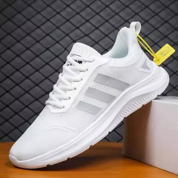 Повседневная мужская обувь с сеткой, легкая дышащая универсальная модная студенческая обувь для бега, дорожная обувь для спорта на открытом воздухе, маленькие белые туфли 39 белый