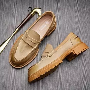Повседневная мужская обувь в британском стиле в стиле ретро, модные лоферы, мужские кожаные туфли с ленивым носком, кожаные туфли с одной педалью 38