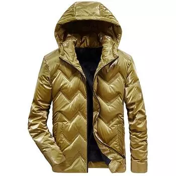 Повседневная мужская пуховая куртка чистого цвета с капюшоном и лацканами M