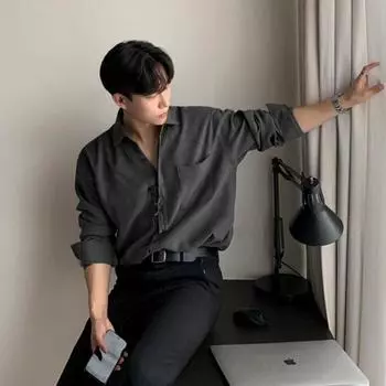 Повседневная мужская рубашка с длинными рукавами, осенняя новая свободная и высококачественная рубашка без рубашки Iron Inch XXL