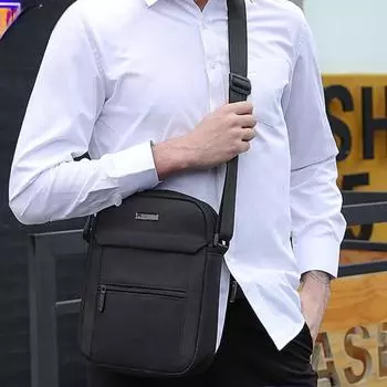 Повседневная мужская сумка вертикальная тканевая сумка на плечо деловая сумка для поездок на работу сумка через плечо чёрный