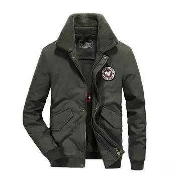 Повседневная мужская свободная куртка больших размеров для среднего возраста с хлопковой подкладкой, зимняя куртка с хлопковой подкладкой M хаки