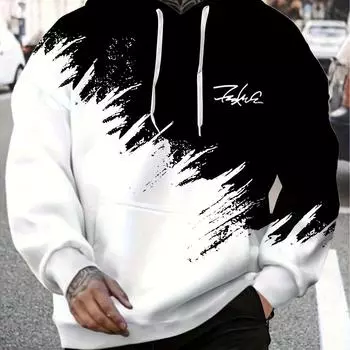 Повседневная мужская толстовка с капюшоном с градиентным принтом и длинным рукавом, мужская одежда, хип-хоп футболка, спортивная рубашка большого размера 5xl L