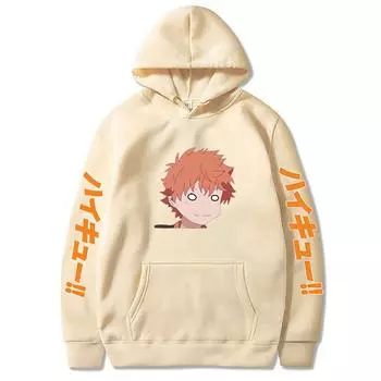 Повседневная мужская толстовка с капюшоном весна-осень Haikyuu Fly Японские кавайные толстовки с графическим принтом Толстовка с капюшоном большого размера Винтажный мужской пуловер XS белый