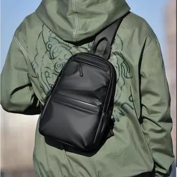 Повседневная мужская вертикальная нагрудная сумка Trend Travel Многофункциональная сумка через плечо нагрудная сумка 30x8x20cm чёрный