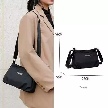 Повседневная нейлоновая сумка через плечо для среднего возраста Black small size
