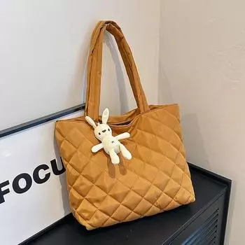 Повседневная нишевая сумка-пуховик женская 2024 новая большая сумка-рюкзак с бриллиантами для поездок на работу модная сумка через плечо чёрный