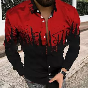 Повседневная облегающая мужская рубашка с принтом, высококачественные топы. Удобная уличная мужская рубашка с длинными рукавами.