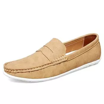 Повседневная обувь больших размеров. Мужские лоферы. Удобная мужская обувь для вождения. Мокасины. Мужская обувь на плоской подошве. 38 хаки