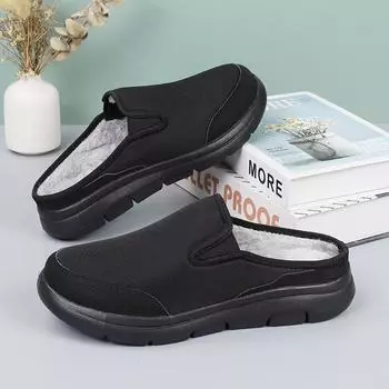 Повседневная обувь больших размеров Женская обувь Полуботинки из хлопка Парные туфли Плоская подошва Однопедальные туфли Без каблука 39