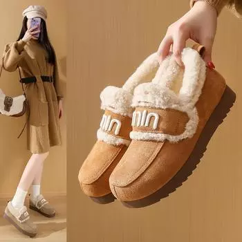 Повседневная обувь Ботинки женские зимние теплые плюшевые мокасины женские удобные туфли без застежек с круглым носком мягкие туфли кроссовки обувь 35 верблюд