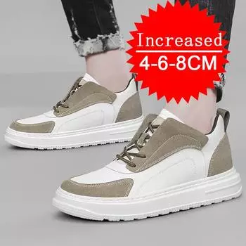 Повседневная обувь для активного отдыха из натуральной кожи, мужская обувь для увеличения роста, спортивная обувь для бега, мужские кроссовки в стиле ретро, размер 36-47 36