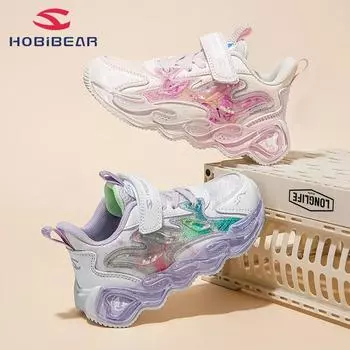 Повседневная обувь для девочек с кожаной отделкой HOBIBEAR, спортивная обувь для девочек на весну и осень, кроссовки для бега на открытом воздухе 27 розовый