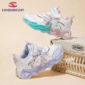 Повседневная обувь для девочек с кожаной отделкой HOBIBEAR, спортивная обувь для девочек на весну и осень, кроссовки для бега на открытом воздухе 27 розовый