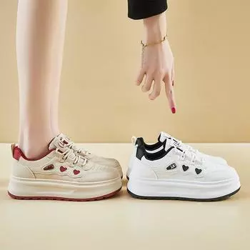 Повседневная обувь для ходьбы для женщин. Удобные кроссовки из искусственной кожи со шнуровкой на толстой платформе. Нескользящие теннисные кроссовки. Женские дышащие кроссовки для бега. 35