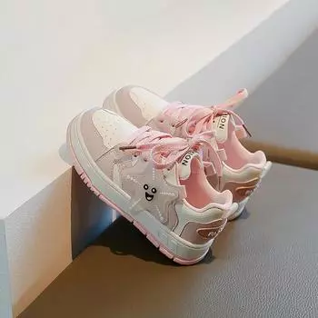 Повседневная обувь для мальчиков и девочек с милыми звездами, детская спортивная обувь с толстой мягкой подошвой 2024 года, новые модные детские кроссовки для бега, дышащие 26 чёрный