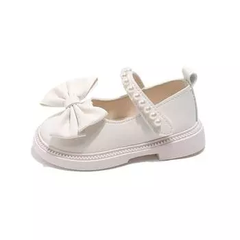 Повседневная обувь для маленьких девочек, детские туфли из искусственной кожи с бантом, милые модные туфли принцессы для детей, свадебное платье, нарядные туфли на плоской подошве, мягкие 21 бежевый