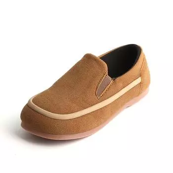 Повседневная обувь для малышей и мальчиков Детские мокасины Slip-on Мода Новые весенне-осенние детские мокасины из флоковой ткани Плоские туфли Противоскользящие мягкие 21 чёрный