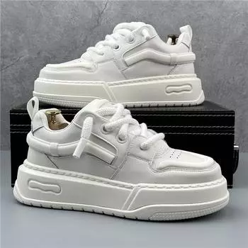 Повседневная обувь для мужчин 2024 года, новые модные кроссовки на платформе, нескользящие, удобные, мужские, белые, массивные, спортивные кроссовки 38 чёрный