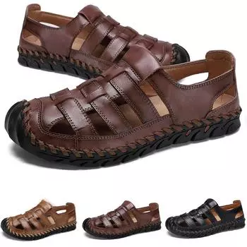 Повседневная обувь для мужчин. Сандалии на резиновой подошве. Качественная обувь для отдыха. 38 темно-коричневого