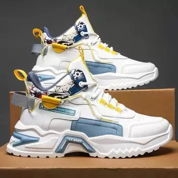 Повседневная обувь для мужчин Стильные мужские кроссовки Модные цветные СПОРТИВНЫЕ туфли на шнуровке Удобные туфли на платформе Массивные кроссовки 39 чёрный