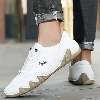 Повседневная обувь для мужчин. Удобные мокасины на плоской подошве. Дизайнерская спортивная обувь класса люкс. Модные кожаные кроссовки для мотоциклистов. 38 коричневый