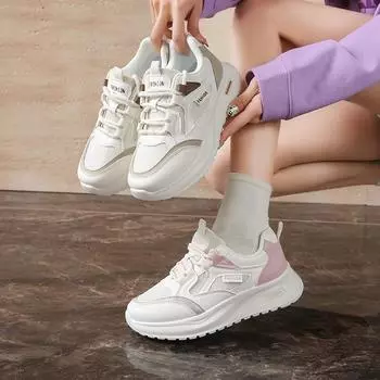 Повседневная обувь для папы для женщин. Кроссовки на толстой платформе. Удобная обувь для ходьбы со шнуровкой. Нескользящие теннисные кроссовки. Женские дышащие спортивные кроссовки для бега. 35