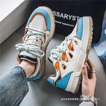 Повседневная обувь для серфинга мужская весенняя корейская версия нишевая оригинальная спортивная обувь для хлеба студенческая мягкая подошва нескользящая интернет знаменитости кожаная мужская обувь 39