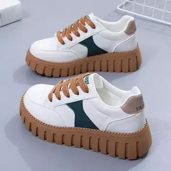 Повседневная обувь для женщин Весна и осень Новые студенческие кроссовки на нескользящей платформе Удобные износостойкие кроссовки Удобные нишевые кроссовки 35 зелёный